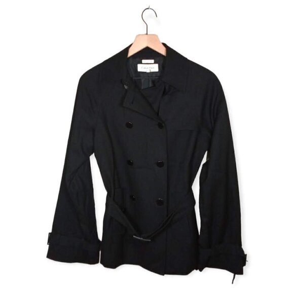 Calvin Klein Double Breasted Stretch Belted Waist Coat Size 10 - Picture 1 of 8